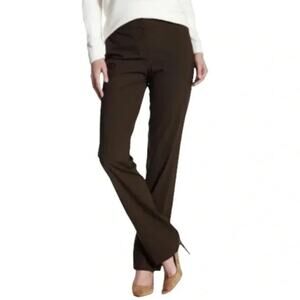 Lafayette 148 Astor Virgin Wool Trouser Pant Espresso Brown Plus Size 14